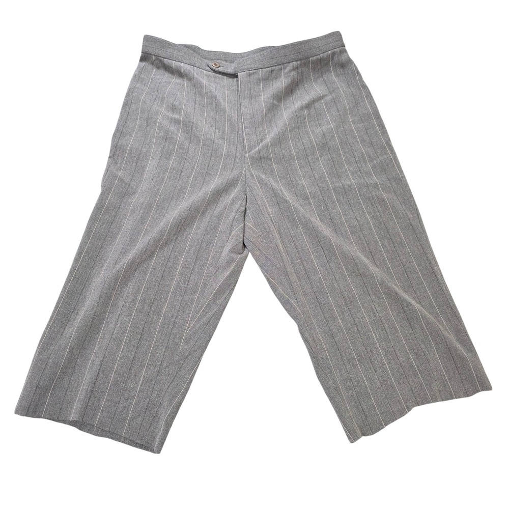 Laura Scott Gray Pinstripe Stretch Cropped Pants Women's‎ Size 14 Raw Hem